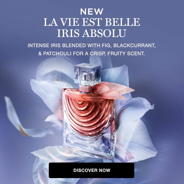 Nuevo La vie est belle Iris Absolu. Iris intenso combinado con higo, grosella negra y pachuli para obtener un aroma frutal y fresco. 